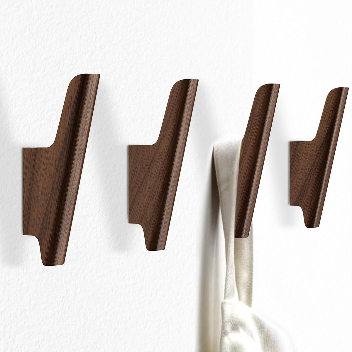 Wood Wall Hooks 4 Pack Coat Hooks Wall Mount Towel Hooks for - FCOWK Official Imagery - 2