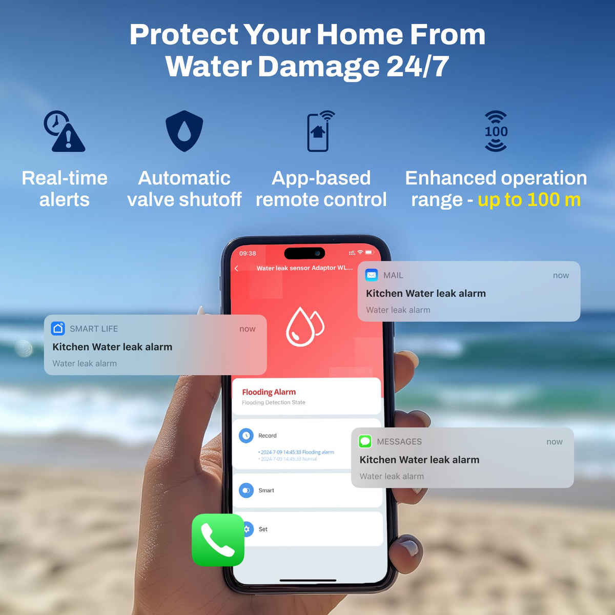 Smart Zigbee Water Sensor Alarm Leak Detector for Home - ADAPTOR Official Imagery - 5