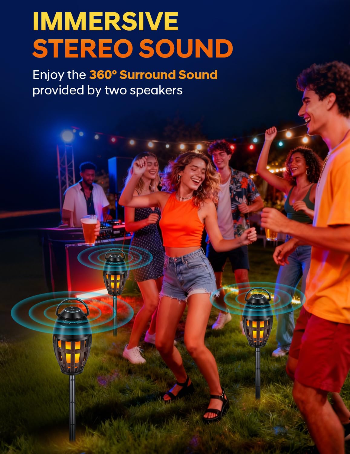 Dehikewell Outdoor Bluetooth Speakers with LED Flame Effect & Color Ch - View 4