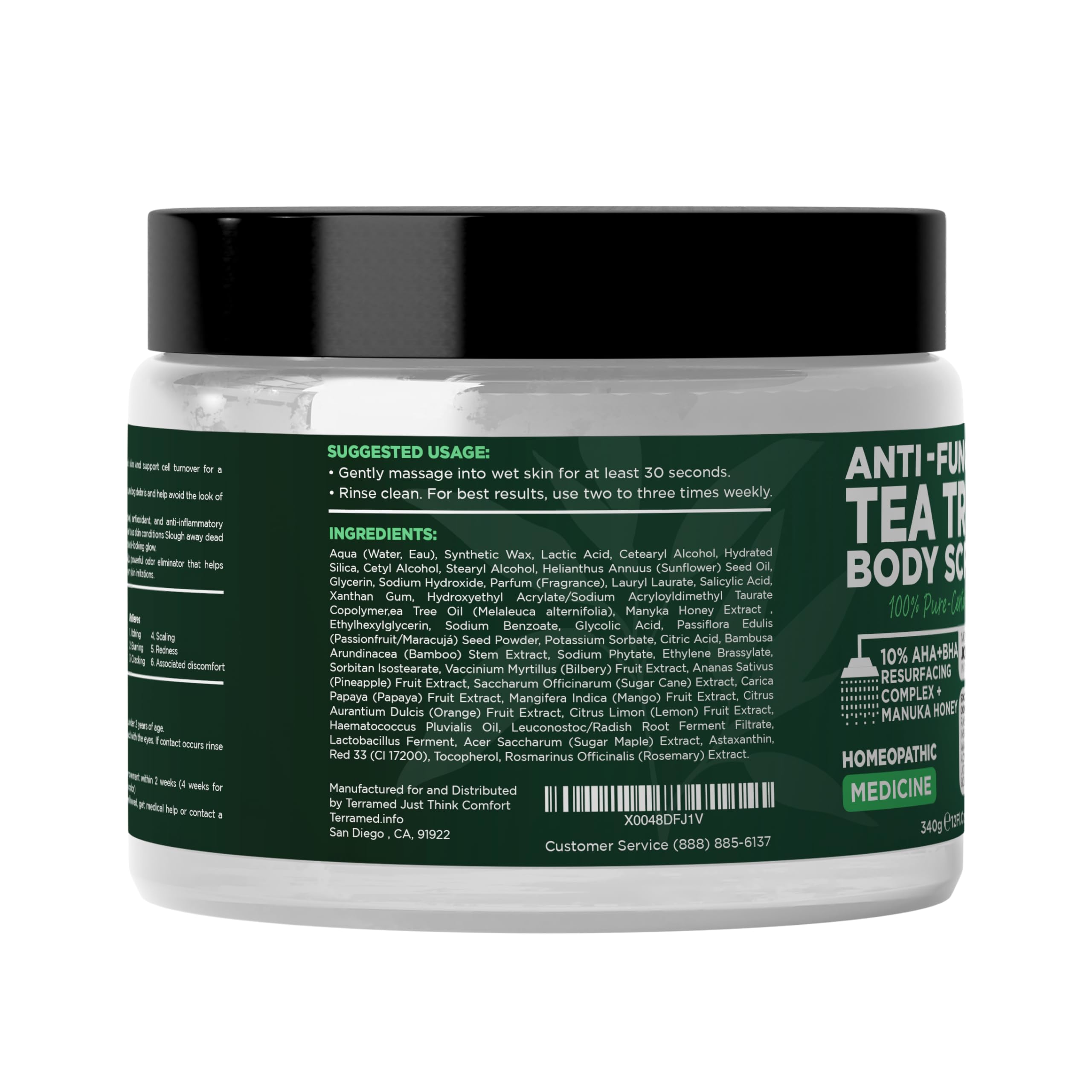 Terramed Antifungal Body Scrub with Tea Tree Oil 4-in-1