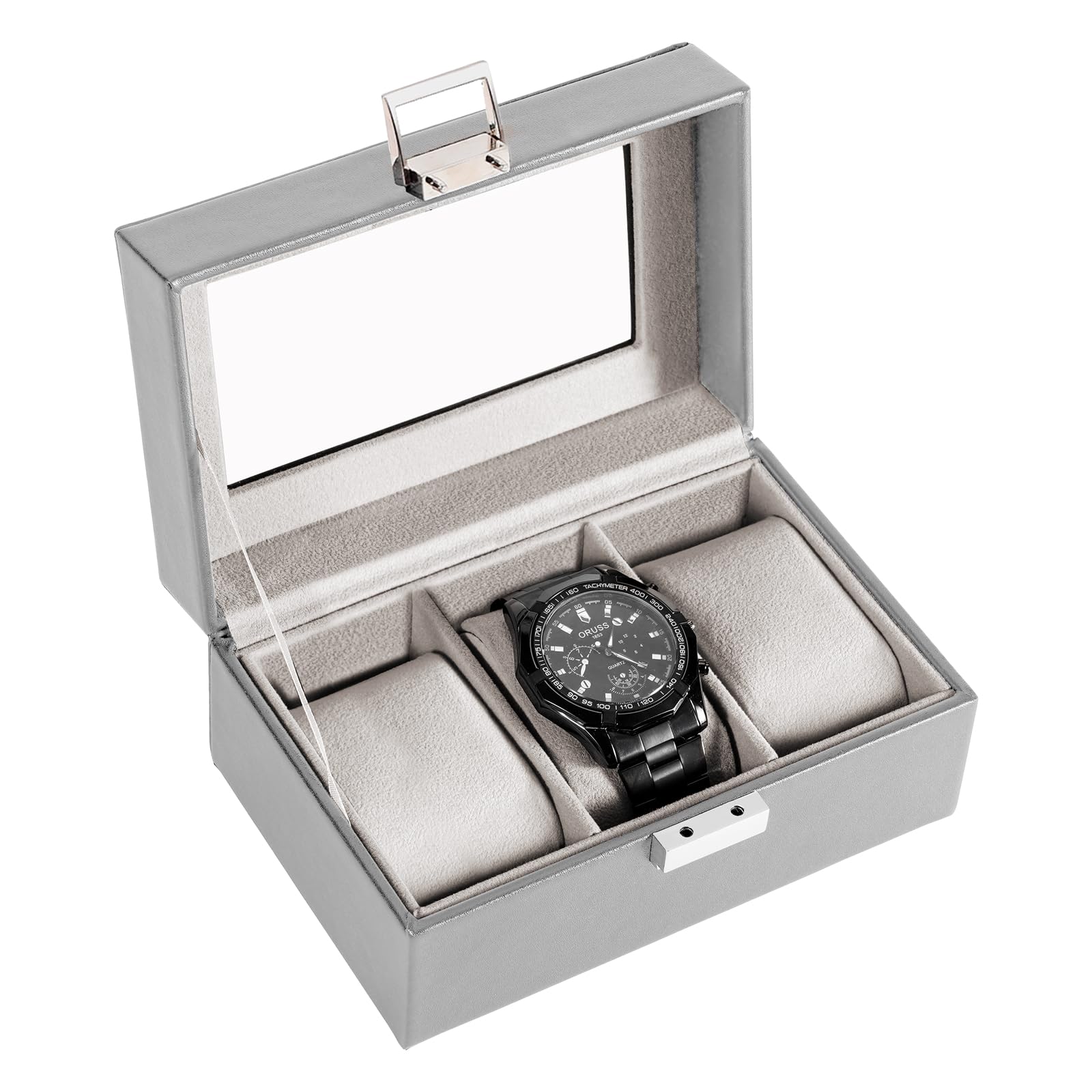 ProCase Watch Box, 3 Slot Mens Watch Display Case, Grey - Product Imagery