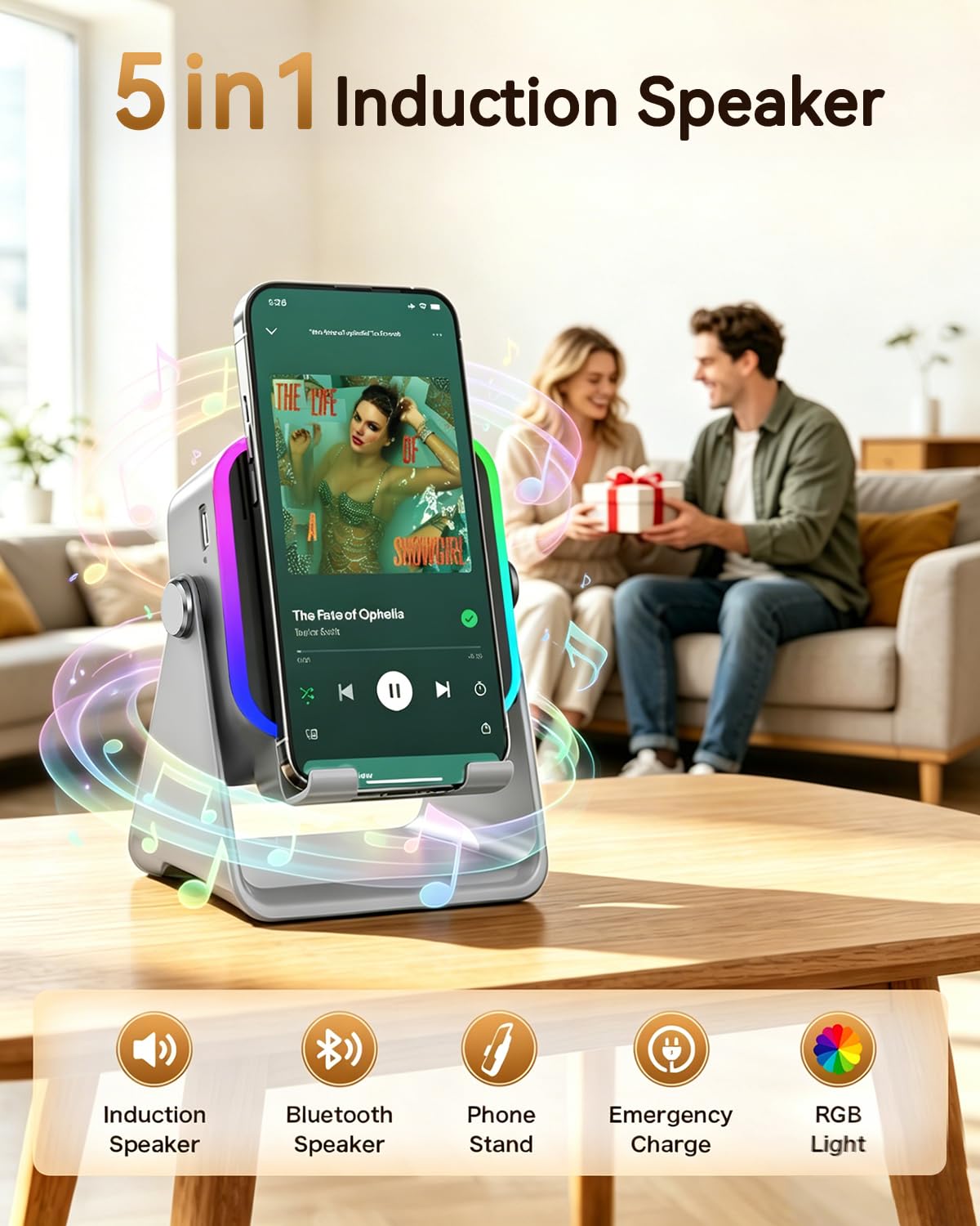 Gifts for Men Tech Gadgets Wireless Induction Speaker with - MILOUZ Official Imagery - 5
