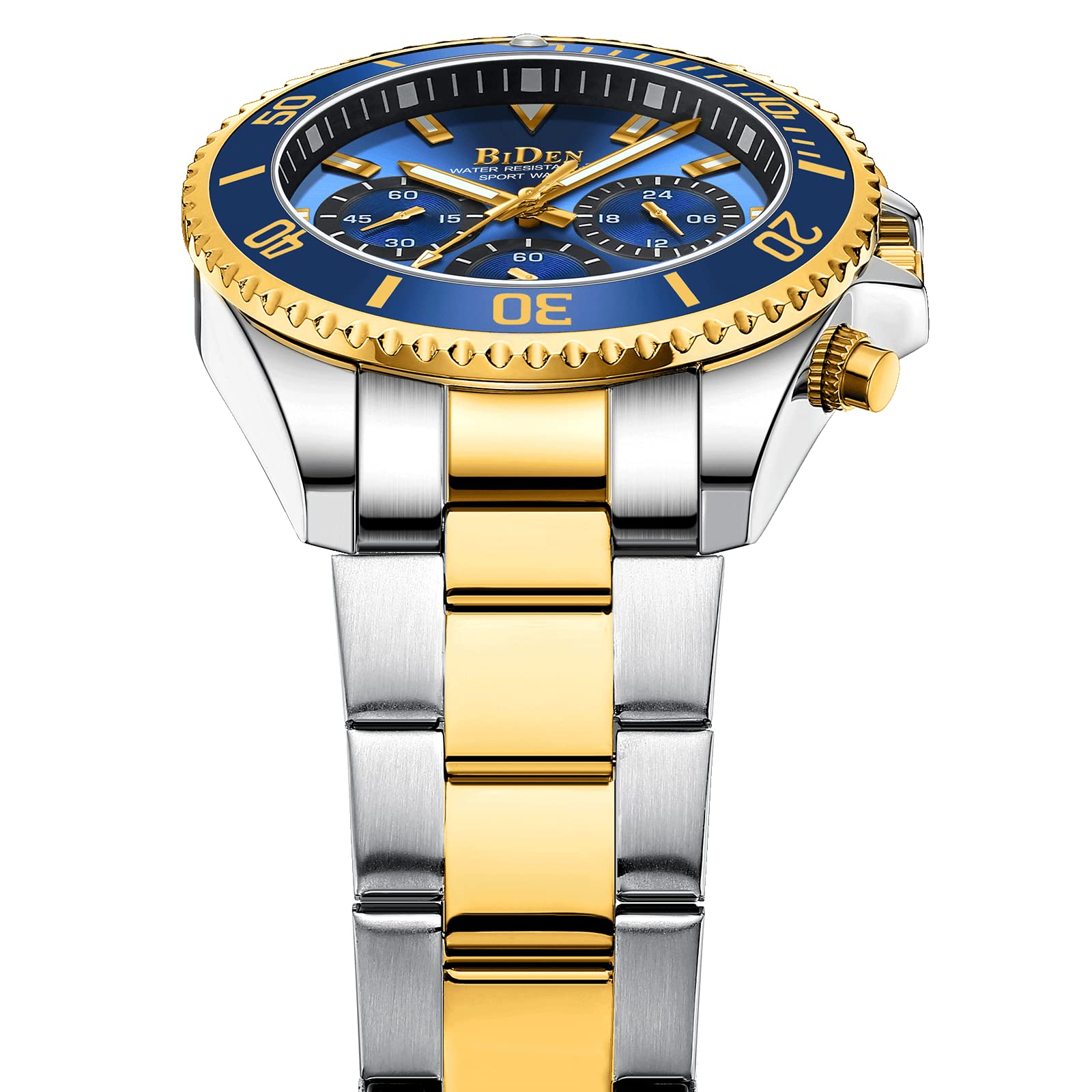 BIDEN Chronograph Men's Watch Gold Blue Steel