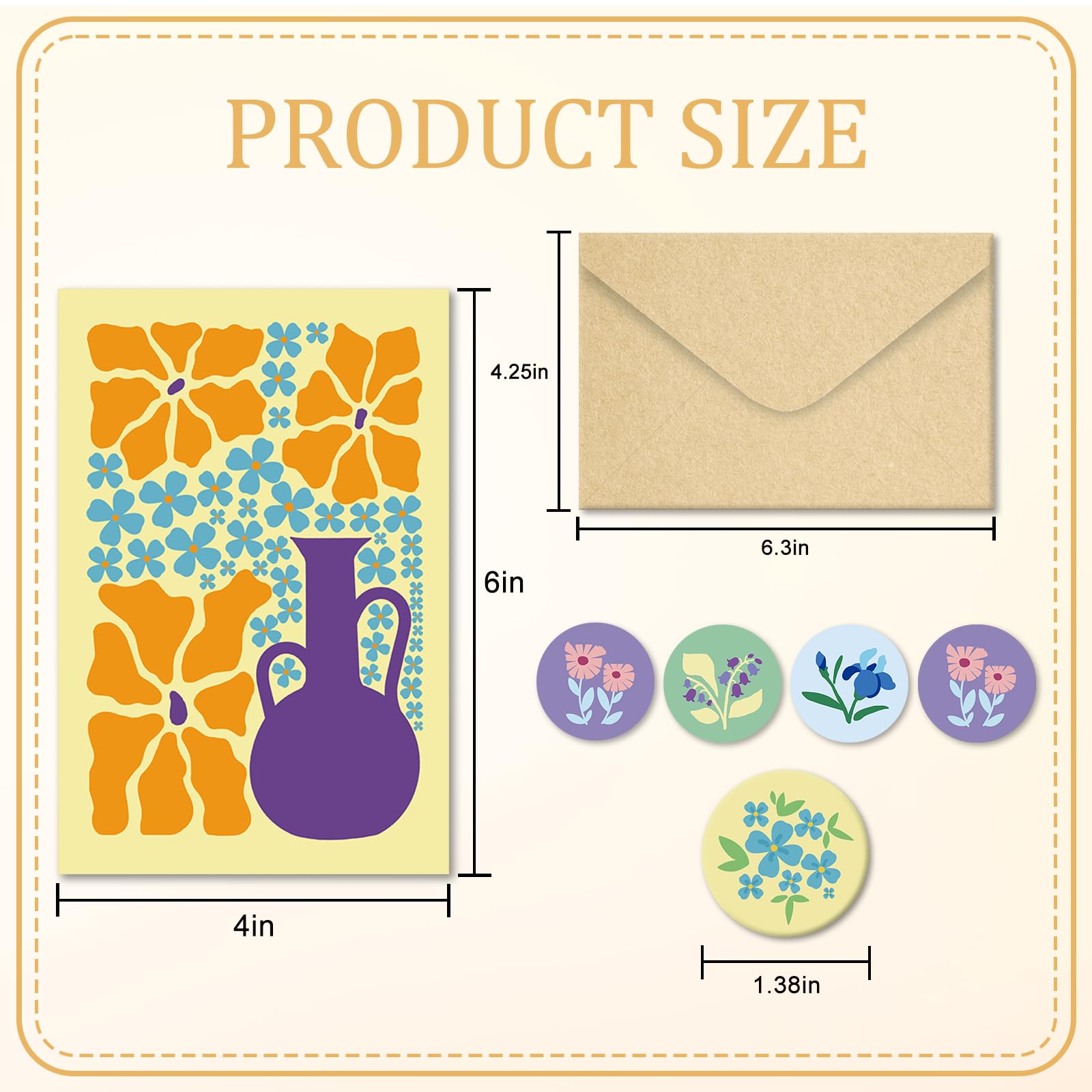Bablira 24-Pack Floral Greeting Cards with Envelopes
