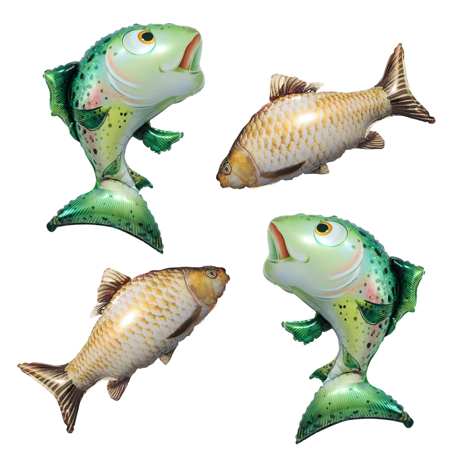 Realistic Fish Foil Balloons 4 Pack for Fishing Party - Product Imagery
