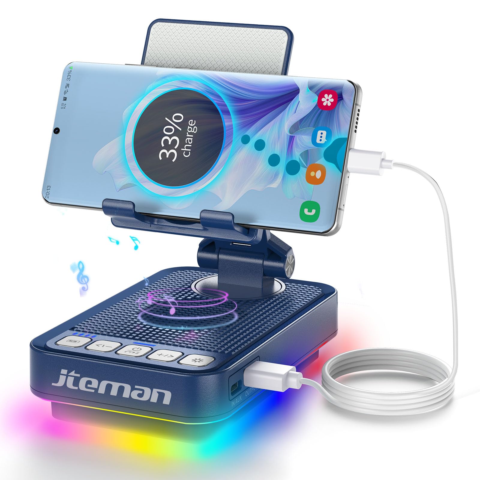 JTEMAN Gifts for Men Women Phone Stand Bluetooth Speaker with Lig by JTEMAN - Angle View 9