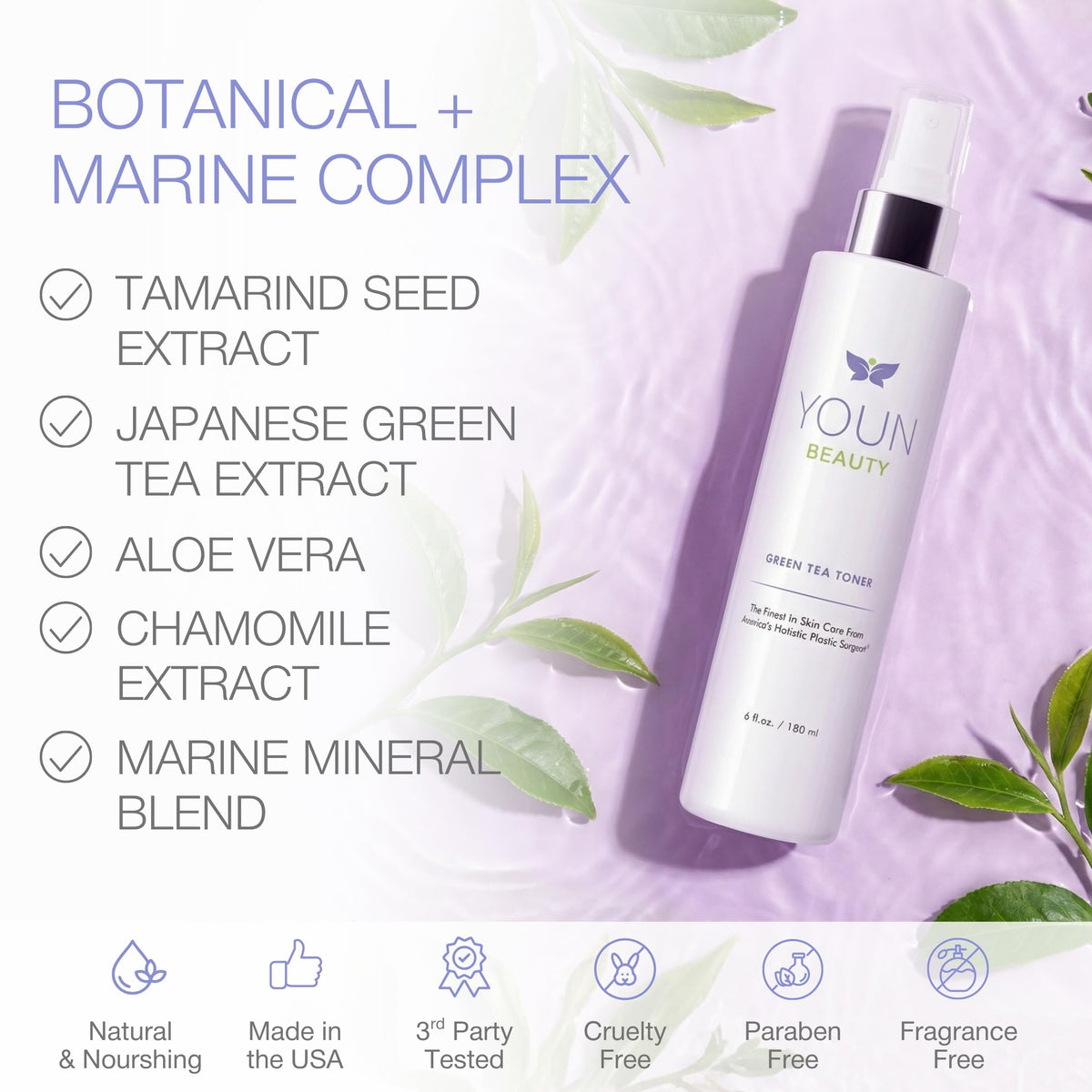 YOUN Beauty Green Tea Toner Face Mist Spray - YOUN Beauty Official Imagery - 6
