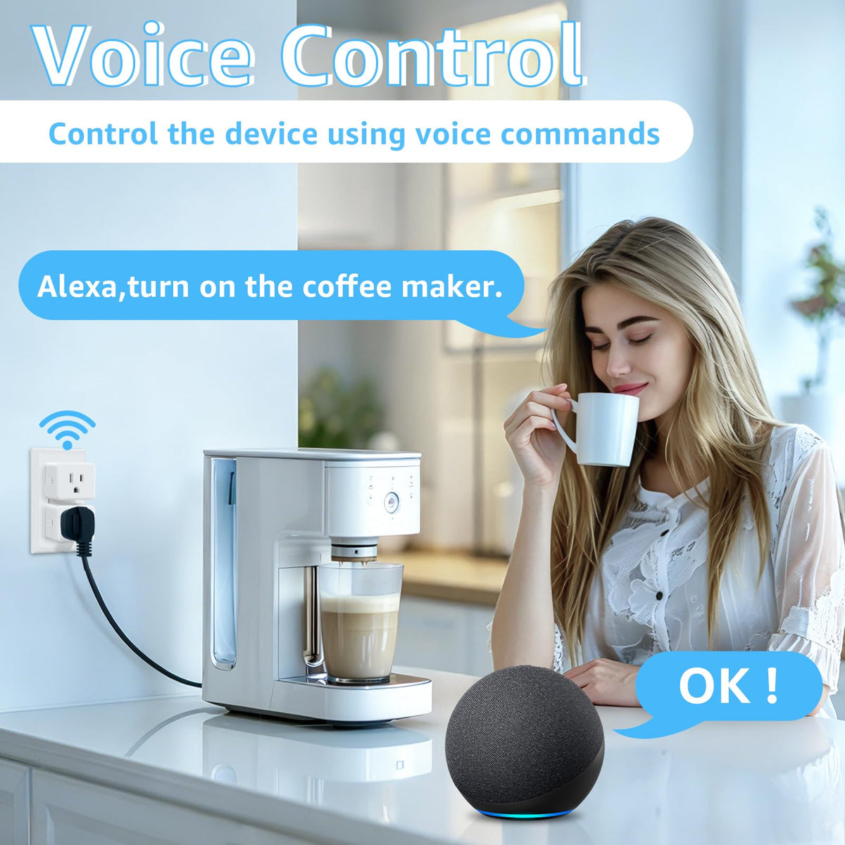 Greencycle WiFi Plug with Switch 2 Sets App Voice Wireless - greencycle Official Imagery - 6