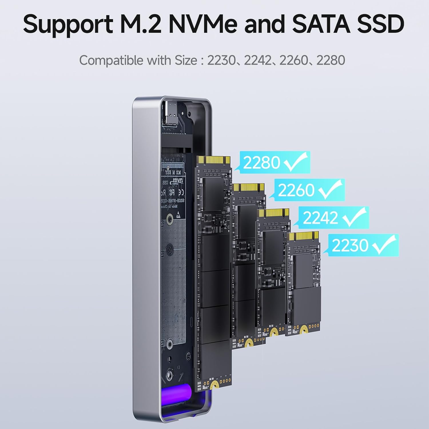 fanxiang SSD enclosure for M.2 NVMe and SATA SSDs with USB 3.2 Gen 2, 10 Gbps data transfer, black metal case