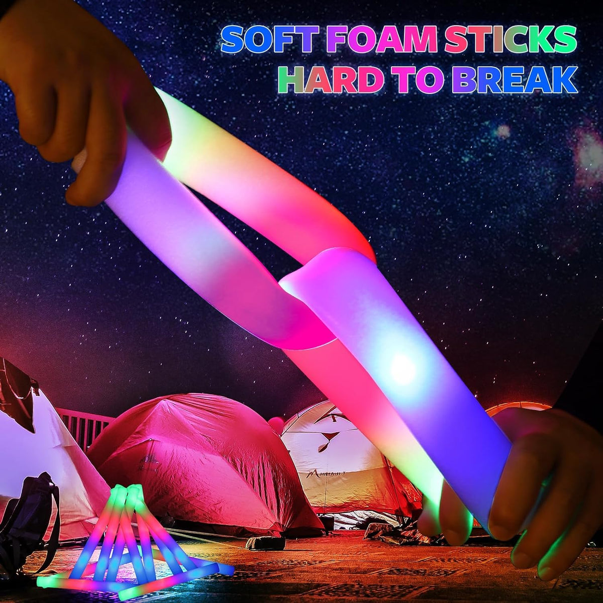 wellent 58 PCS LED Foam Glow Sticks Bulk Glow in the Dark - wellent Official Imagery - 7