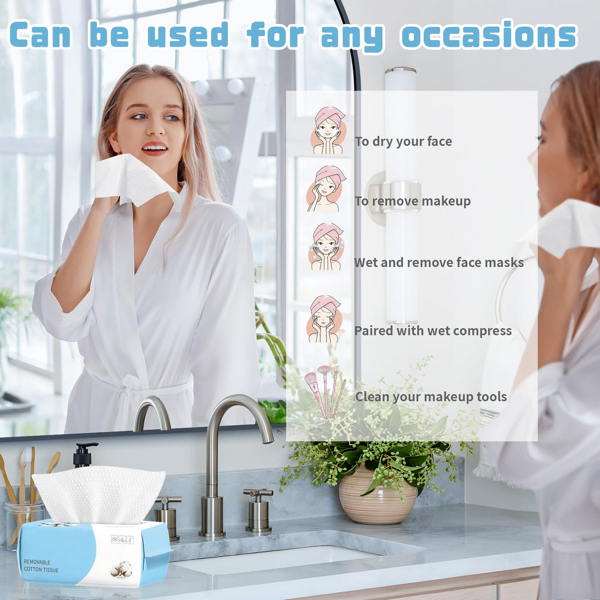100 Count Disposable Face Towel Biodegradable Facial Dry - MISHCHI Official Imagery - 4