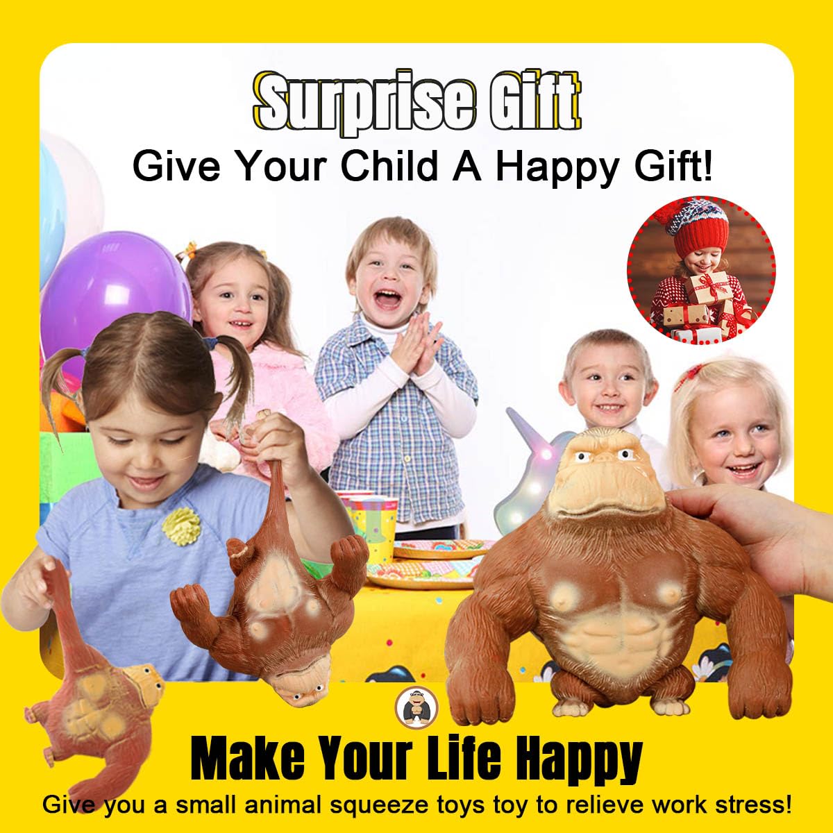 Jumbo Monkey Sand Squishy Toy Stretchy Gorilla Fidget Toy in - YHan Official Imagery - 7