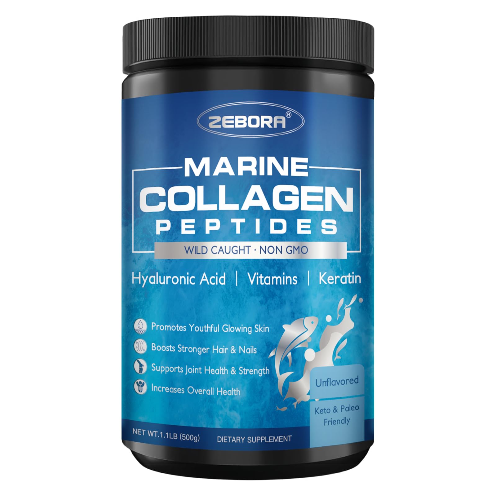 ZEBORA Marine Collagen Peptides Powder for Women 50 Servings - ZEBORA Official Imagery - 1