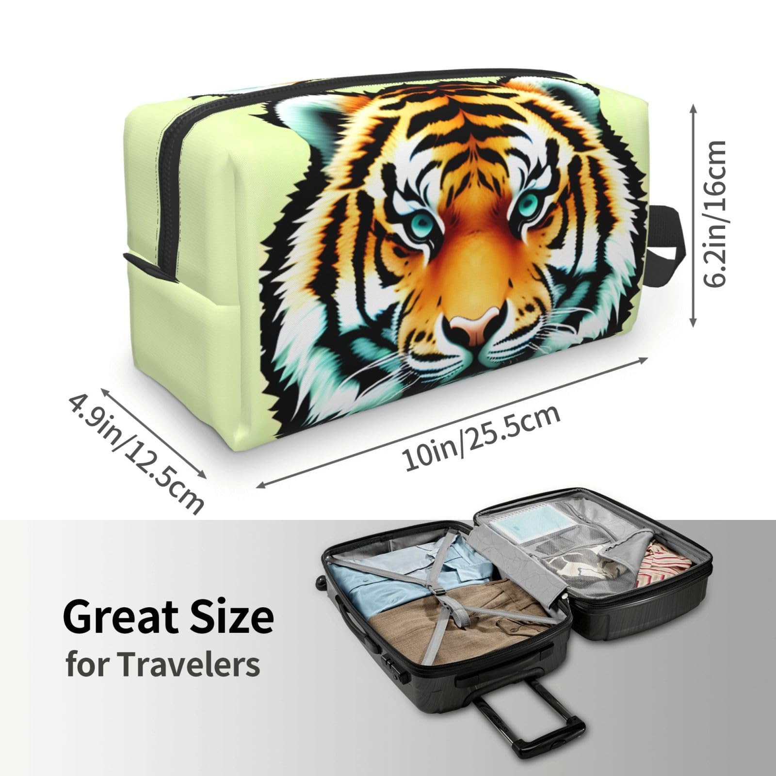SXZVVBN Little fat tiger head Large Capacity Travel Toiletry Bag Durable Oxford Cloth Makeup Organizer Cosmetic Pouch