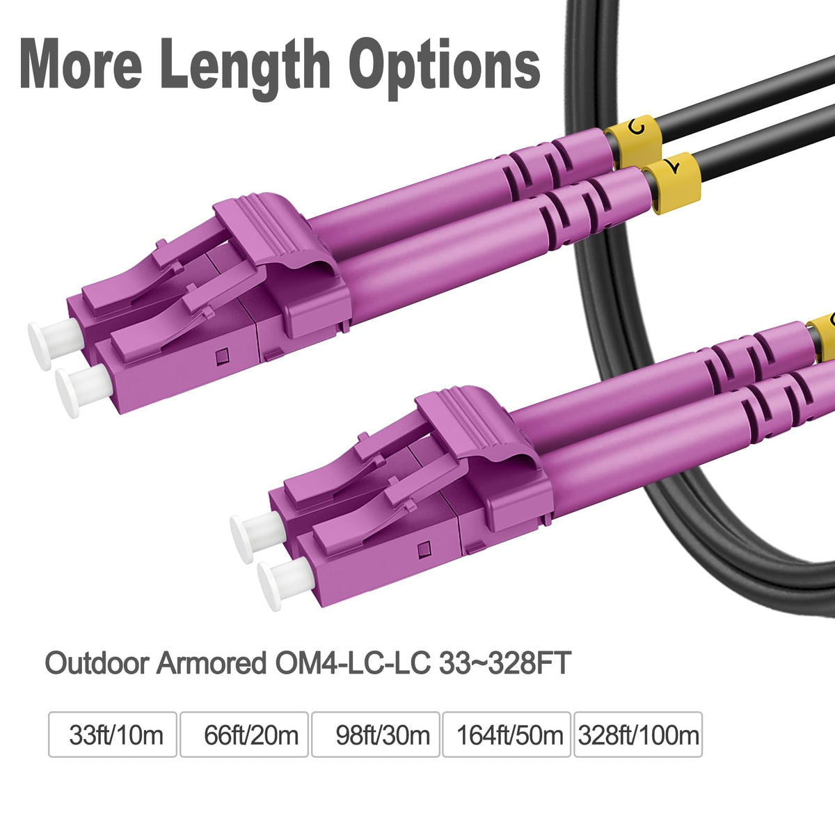 OM4 LC to LC Fiber Patch Cable Armored Multimode 30ft 10m - RamboCables Official Imagery - 5
