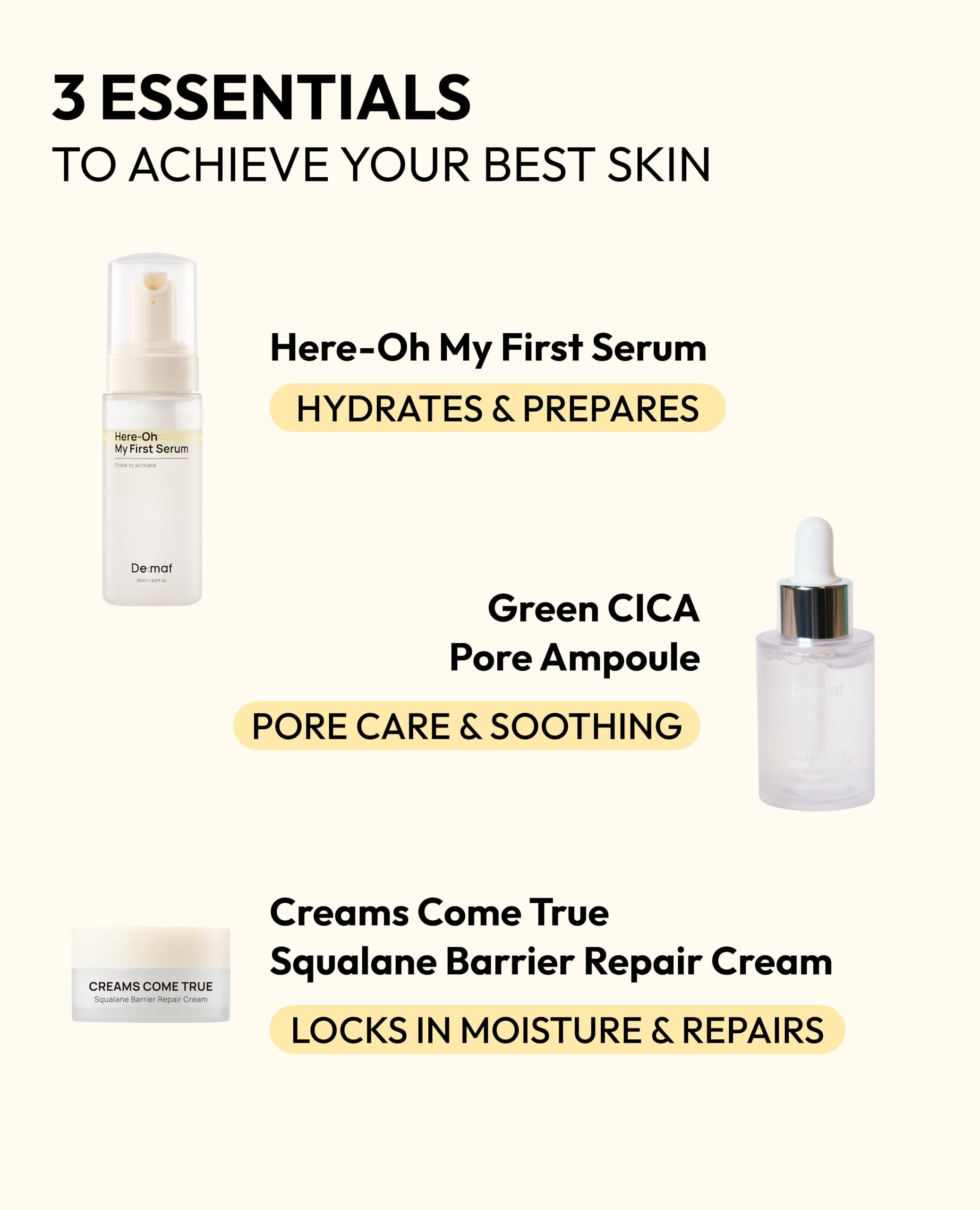 Welcome Skincare Gift Kit – Bestseller 3-Step Skincare Set for Sensitive Skin & Barrier Care | Travel Size Skincare Gift Set for Mom & Women - De:maf Official Product View 4