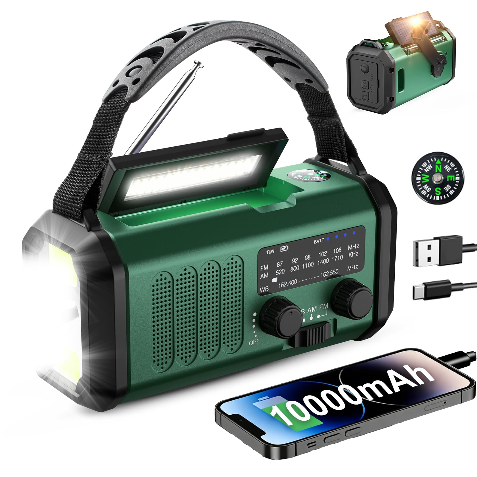 Leaton Hand Crank Emergency Radio, NOAA Weather Radio AM/FM,10000 by Leaton - Angle View 1