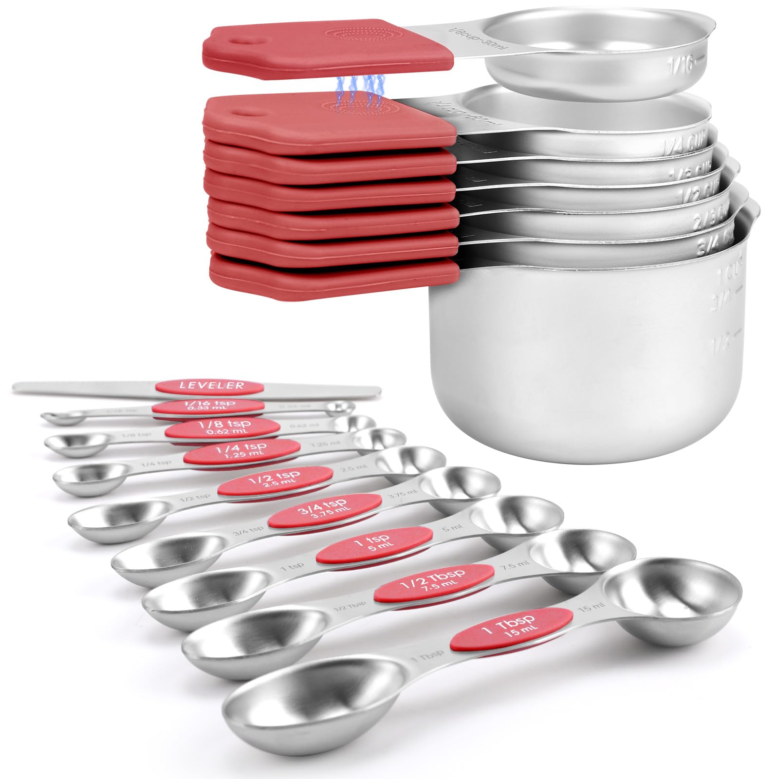 HOUJIP Magnetic Measuring Cups and Spoons Set-Heavy Duty 304 Stai by HOUJIP - Angle View 7