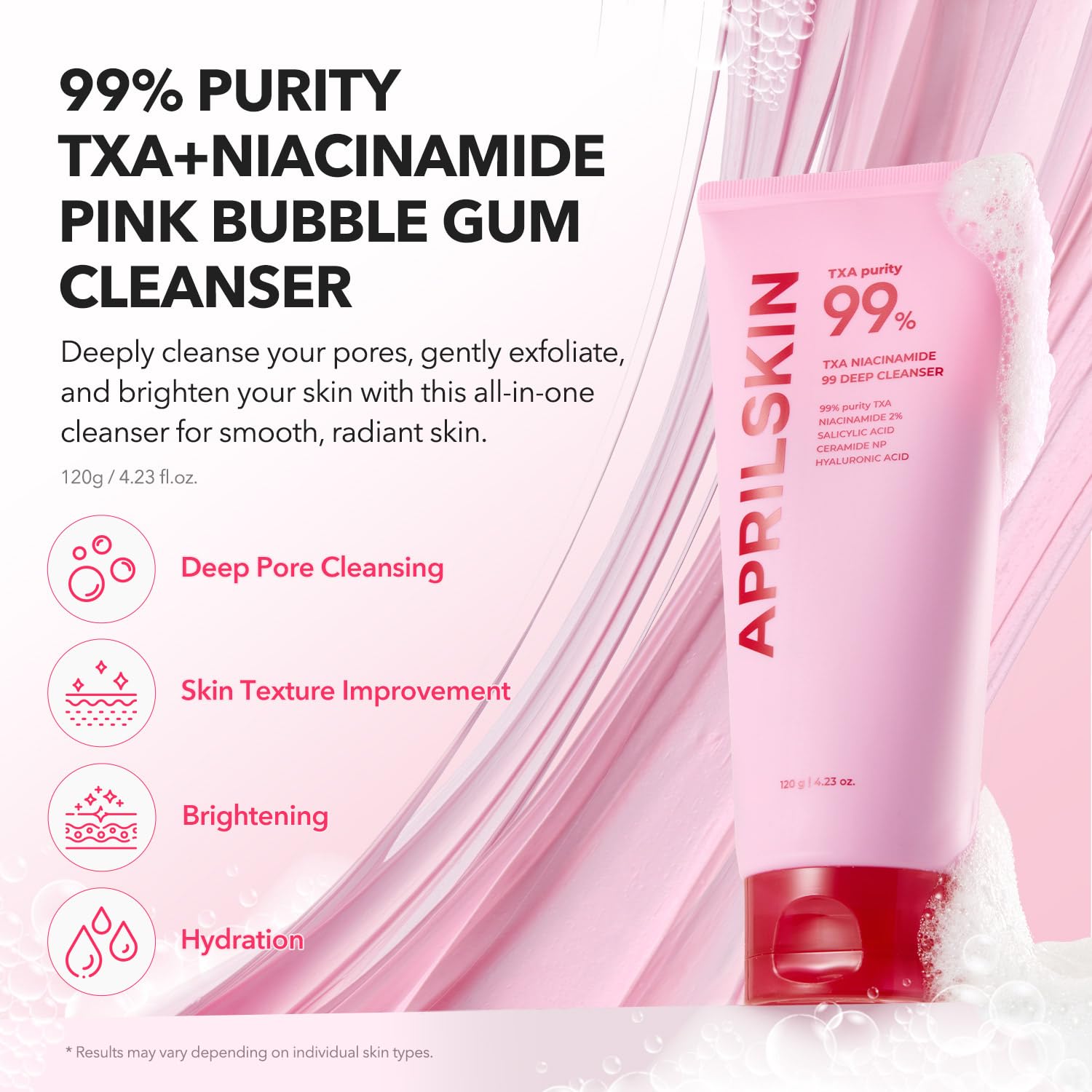 APRILSKIN TXA Niacinamide Pink Bubble Gum Deep Cleanser - APRILSKIN