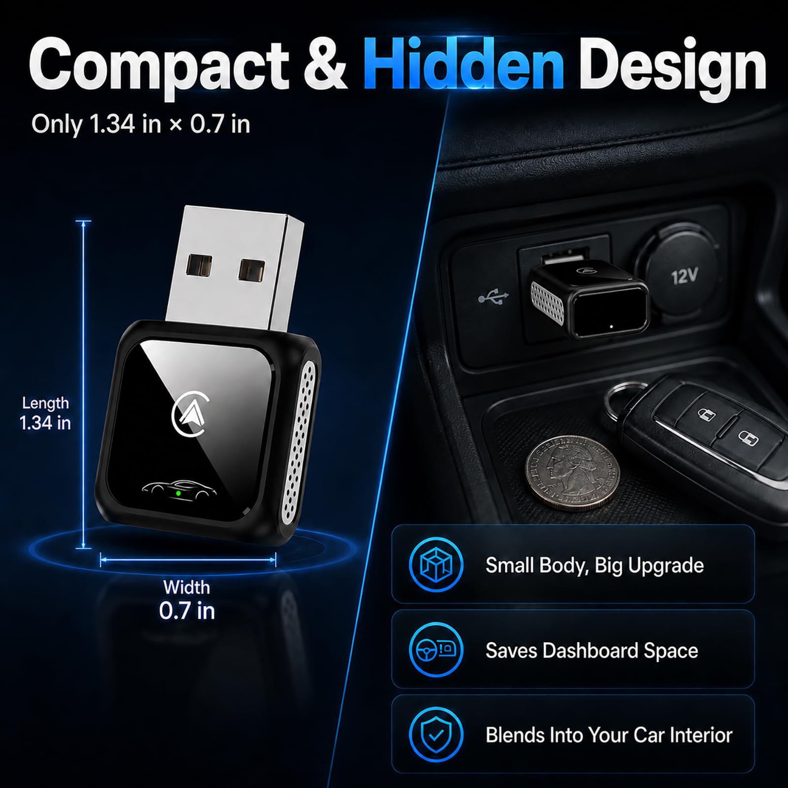 CGPVTSJ Wireless Carplay Adapter for Android Auto and Apple Car A by CGPVTSJ - Angle View 5