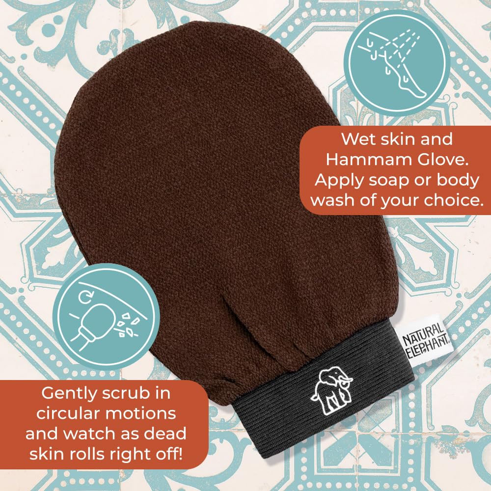 Natural Elephant Exfoliating Hammam Glove - Authentic Moroccan Kessa Body Scrub Mi - Natural Elephant Official Product View 6