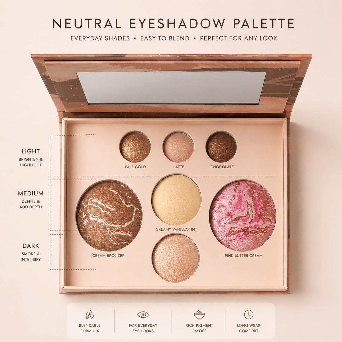 Baked Full Face Palette for Mature Skin All In One Makeup - llasido Official Imagery - 3