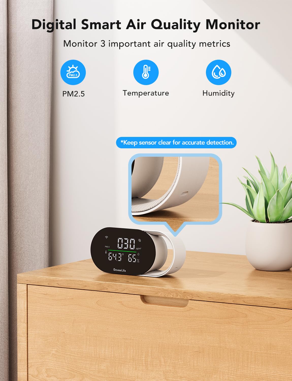 GoveeLife Air Quality Monitor H5106 | PM2.5 Wi-Fi LED