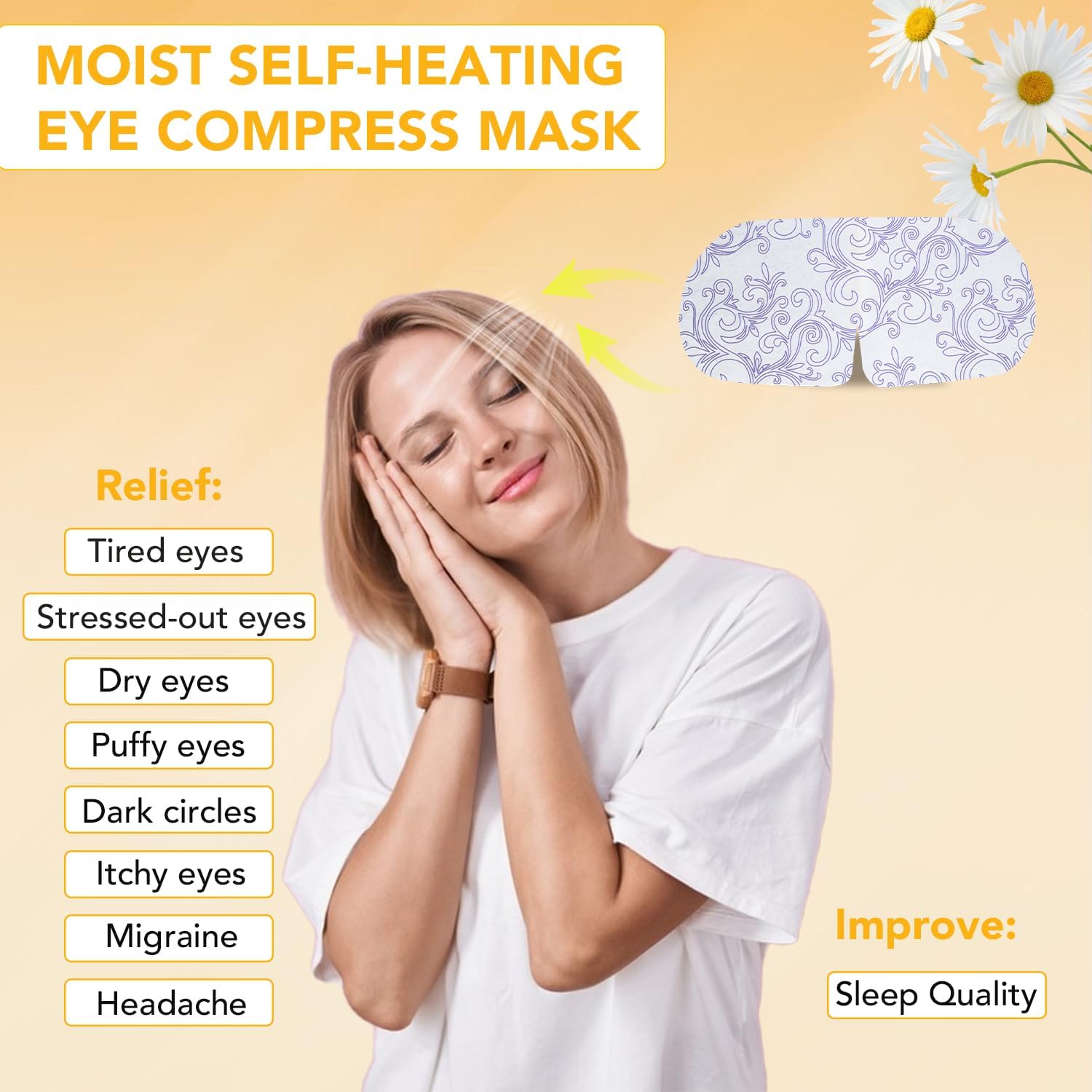 XPCARE 60 Pack Steam Eye Mask Disposable for Dry Eyes Cornea Care-Chamomile