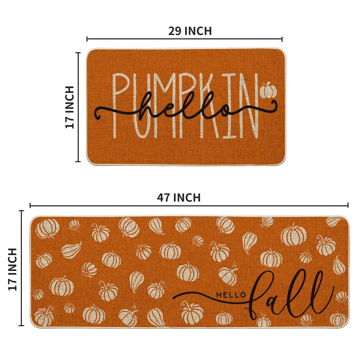 Artoid Mode Orange Hello Pumpkin Fall Kitchen Mats Set of 2 - Artoid Mode Official Imagery - 4