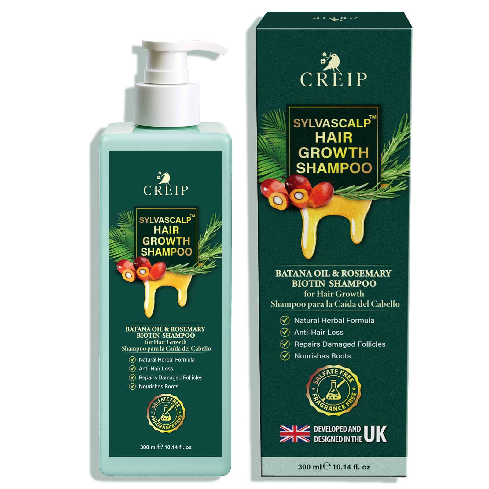 Creip Rosemary & Batana Oil Hair Growth Shampoo - Hair Loss Shampoo and Women - Creip Official Product View 2