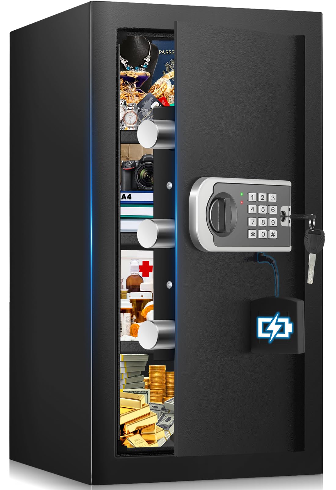 FOWORE 27.56"H Steel Safe Box, 6.0 Cuft Home Safes with Fireproof - FOWORE Official Product View 9