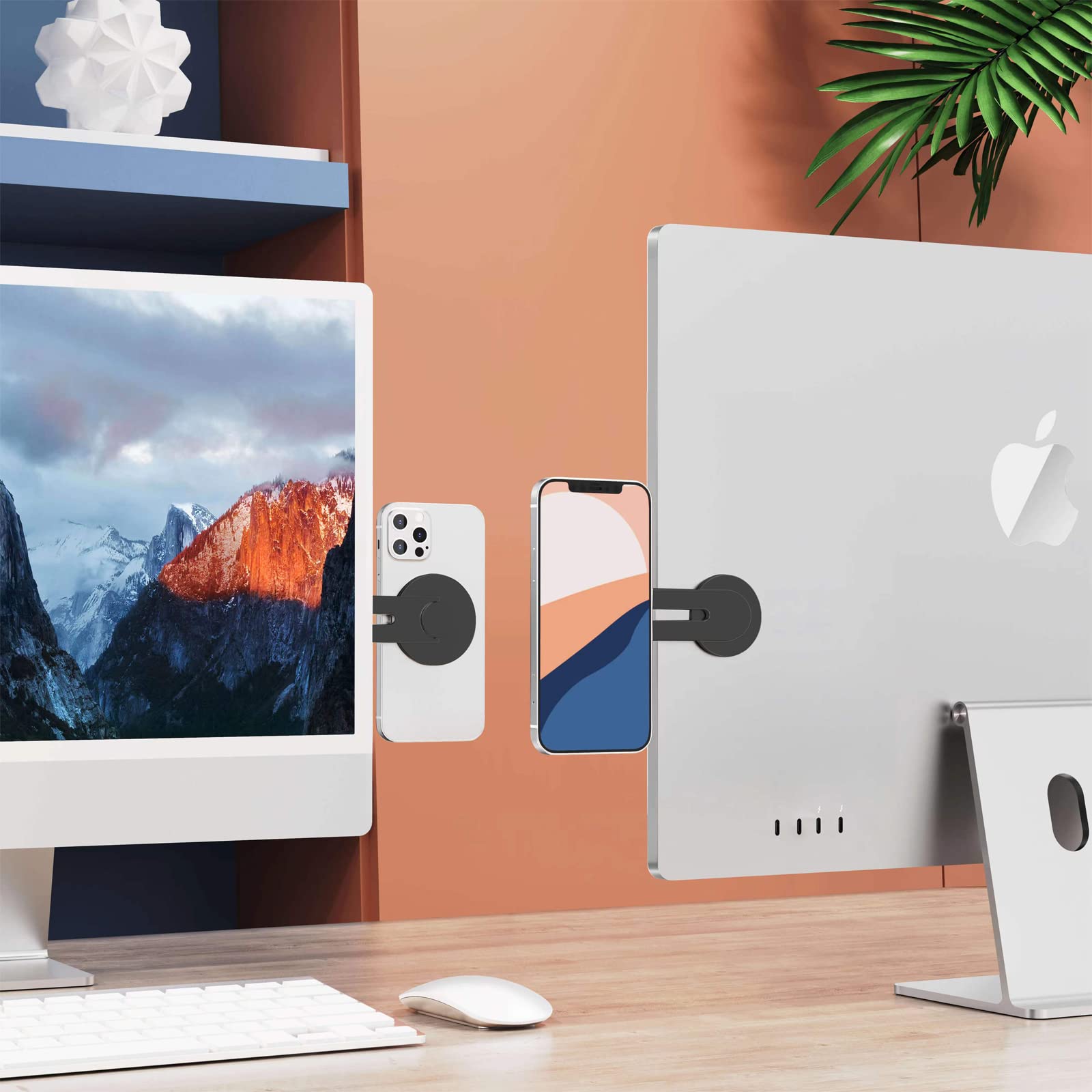 Magnetic Laptop Phone Holder,Ultra-Thin Computer Display Stand, Black