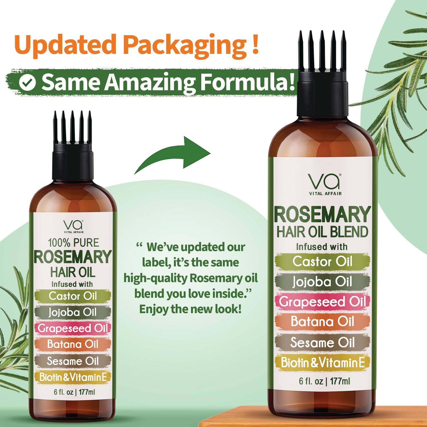 VITAL AFFAIR Blend Of Pure Rosemary Oil For Hair Growth 6 Fl Oz With Castor, - VITAL AFFAIR Official Product View 10
