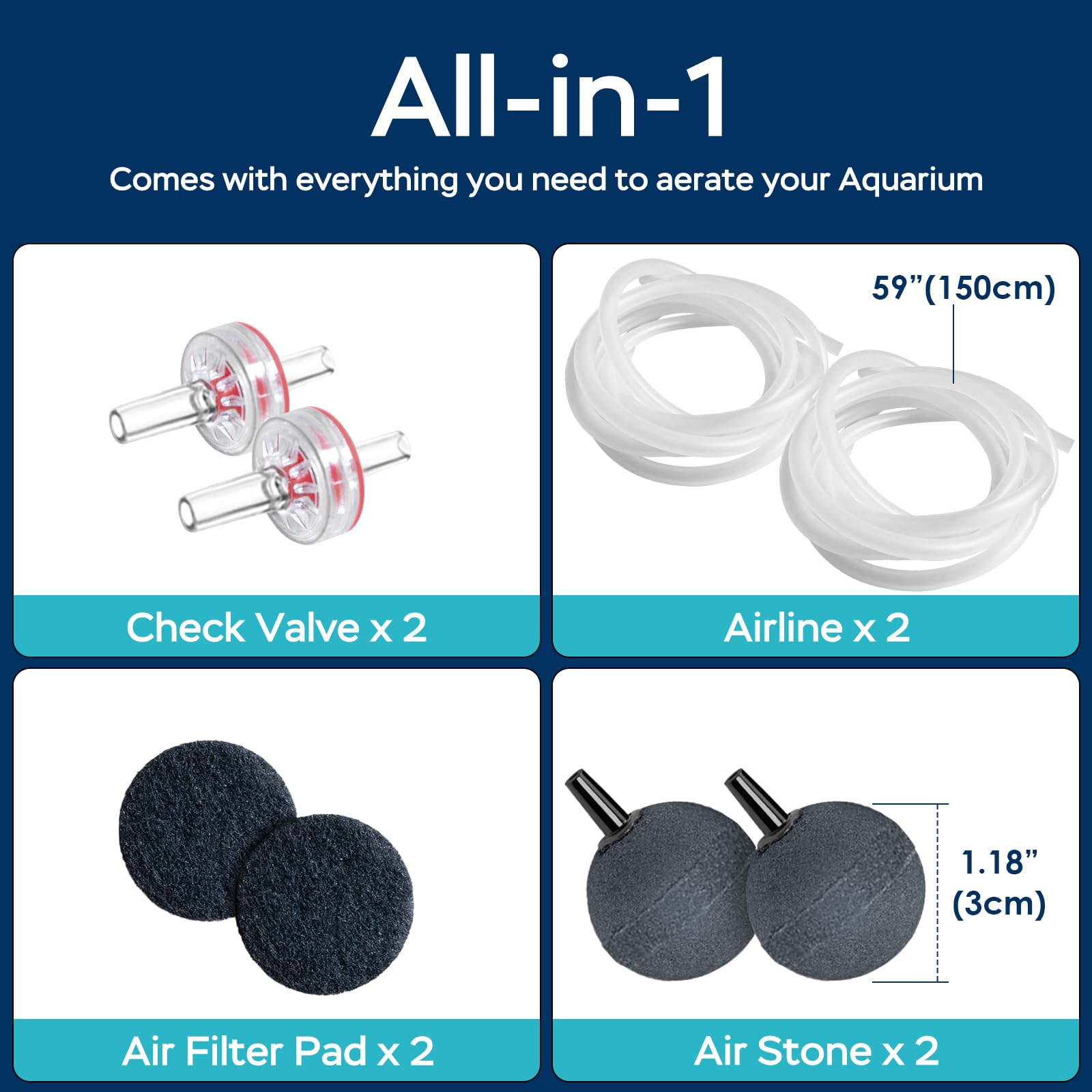 AquaMiracle Aquarium Air Pump 3W/6W/10W, Super Quiet Powerful Fis - AquaMiracle Official Product View 6