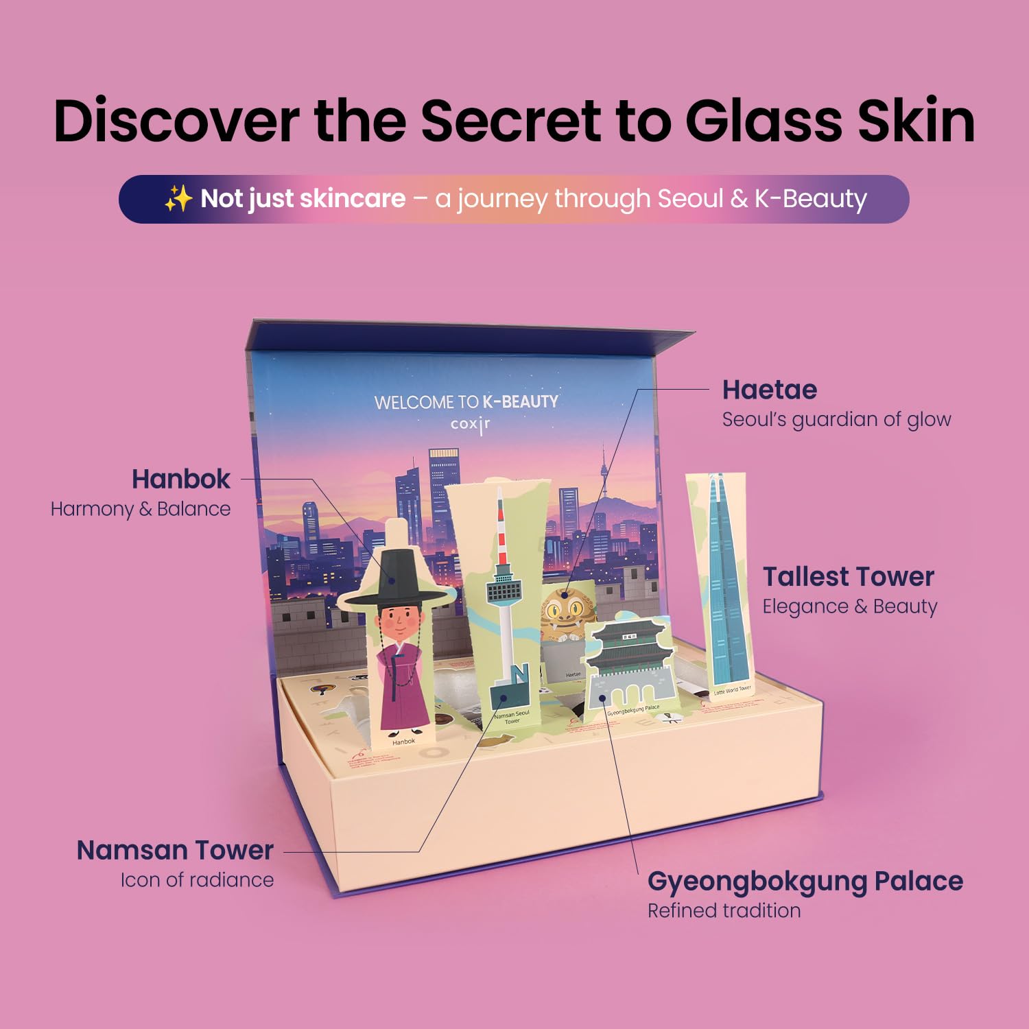 coxir Seoul Glow Korean Skincare Gift Set, 5-Step Routine - coxir