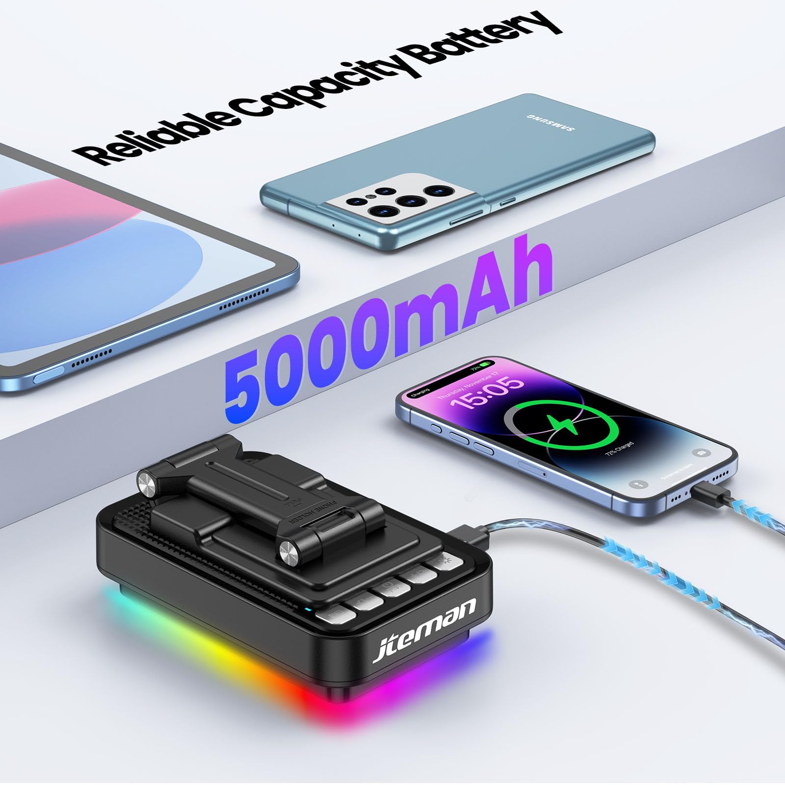 JTEMAN Gifts for Men Women Phone Stand Bluetooth Speaker with Lig - JTEMAN Official Product View 3