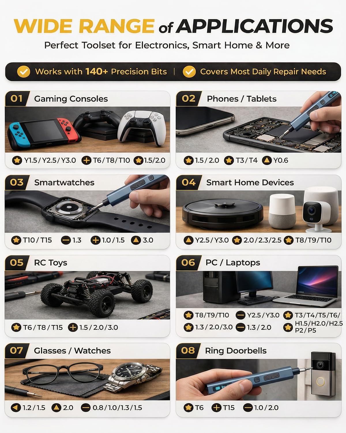 160 in 1 Mini Electric Screwdriver Set Cordless Precision - UnaMela Official Imagery - 7