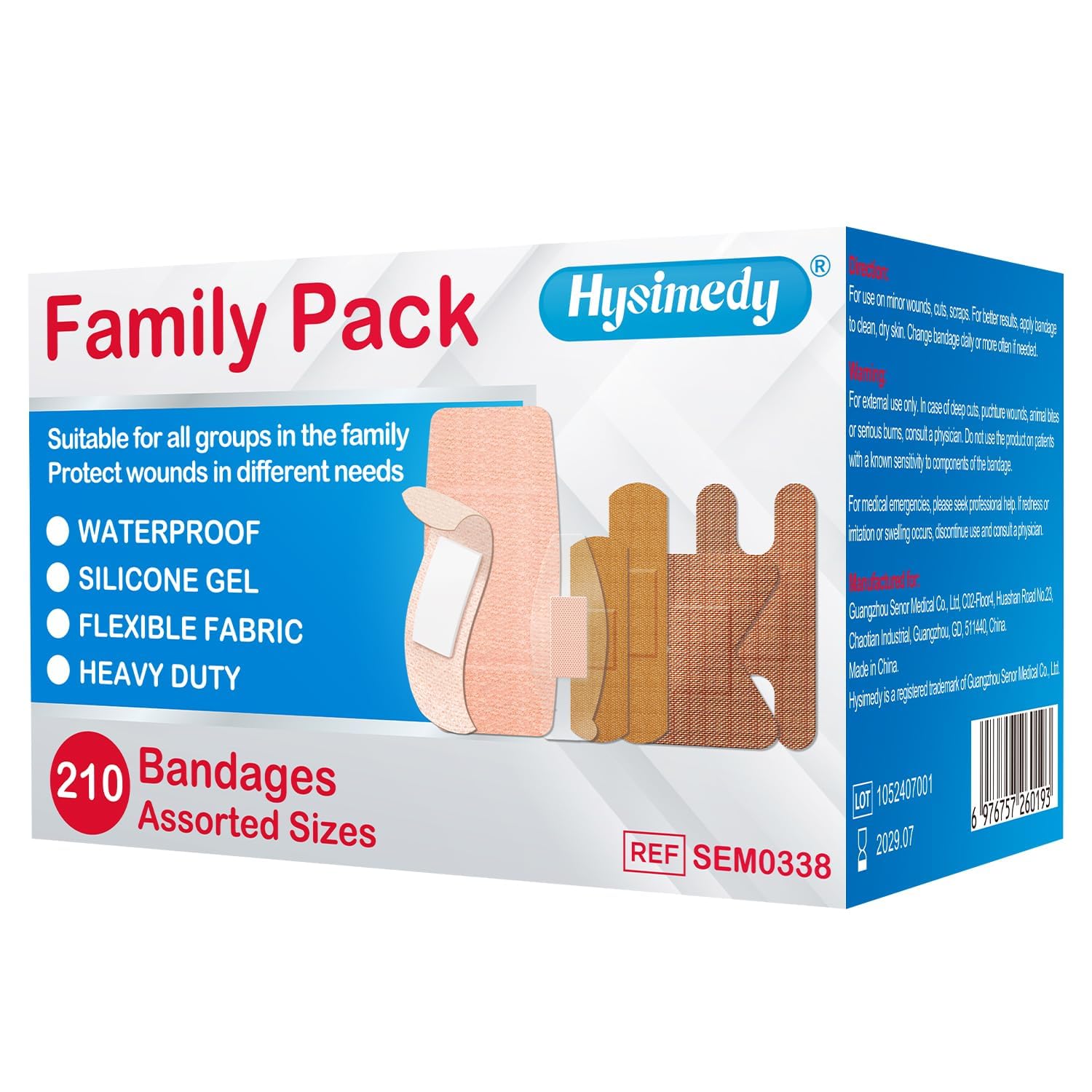 Hysimedy Assorted Bandages Variety Pack 210 Count 4 Styles for Wounds Care