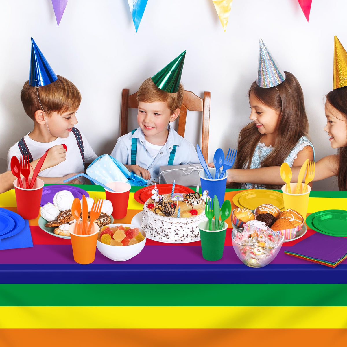 Kochorie 169 Pieces Rainbow Party Supplies Disposable - Kochorie Official Imagery - 7
