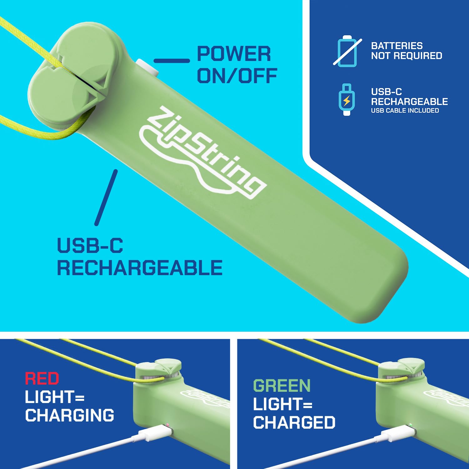 ZipString Original Rope Launcher Toy, Luscious Lime by ZipString - Angle View 7