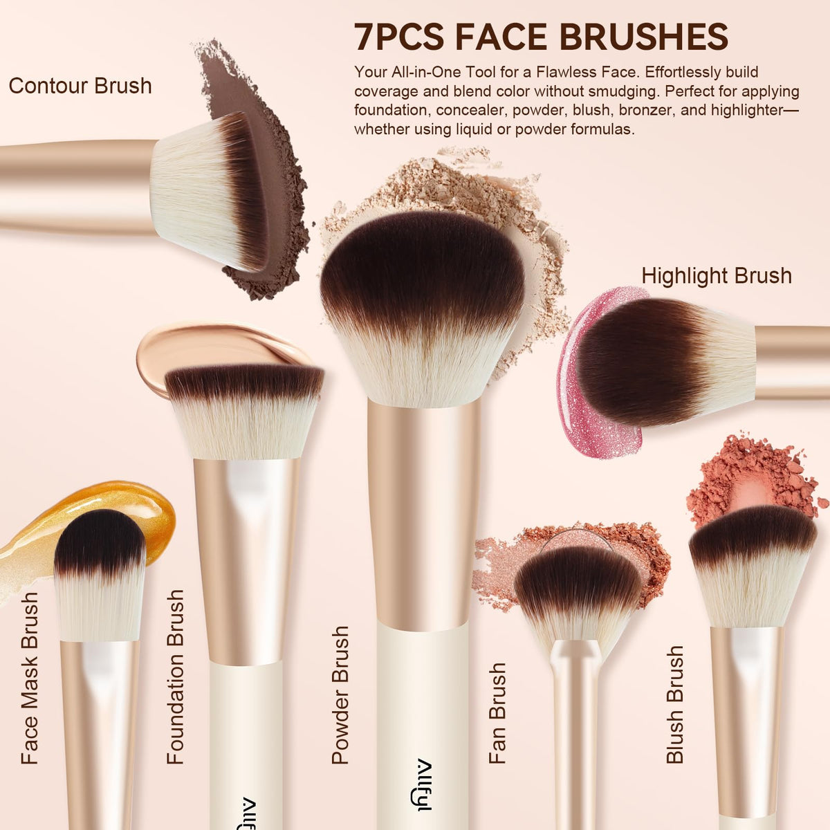 49 Pcs Makeup Brushes Set Professional Premium Make up - ALLFYL Official Imagery - 5