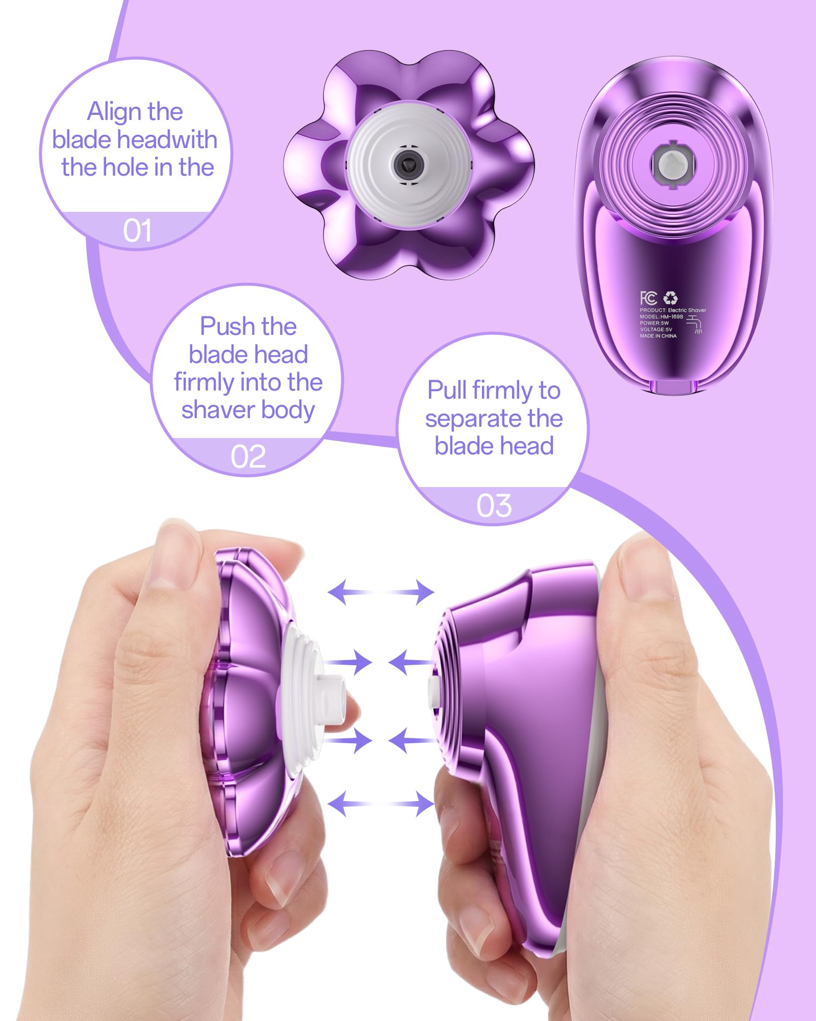 WEQOEE 5-in-1 Electric Razor for Women, 7D Heads