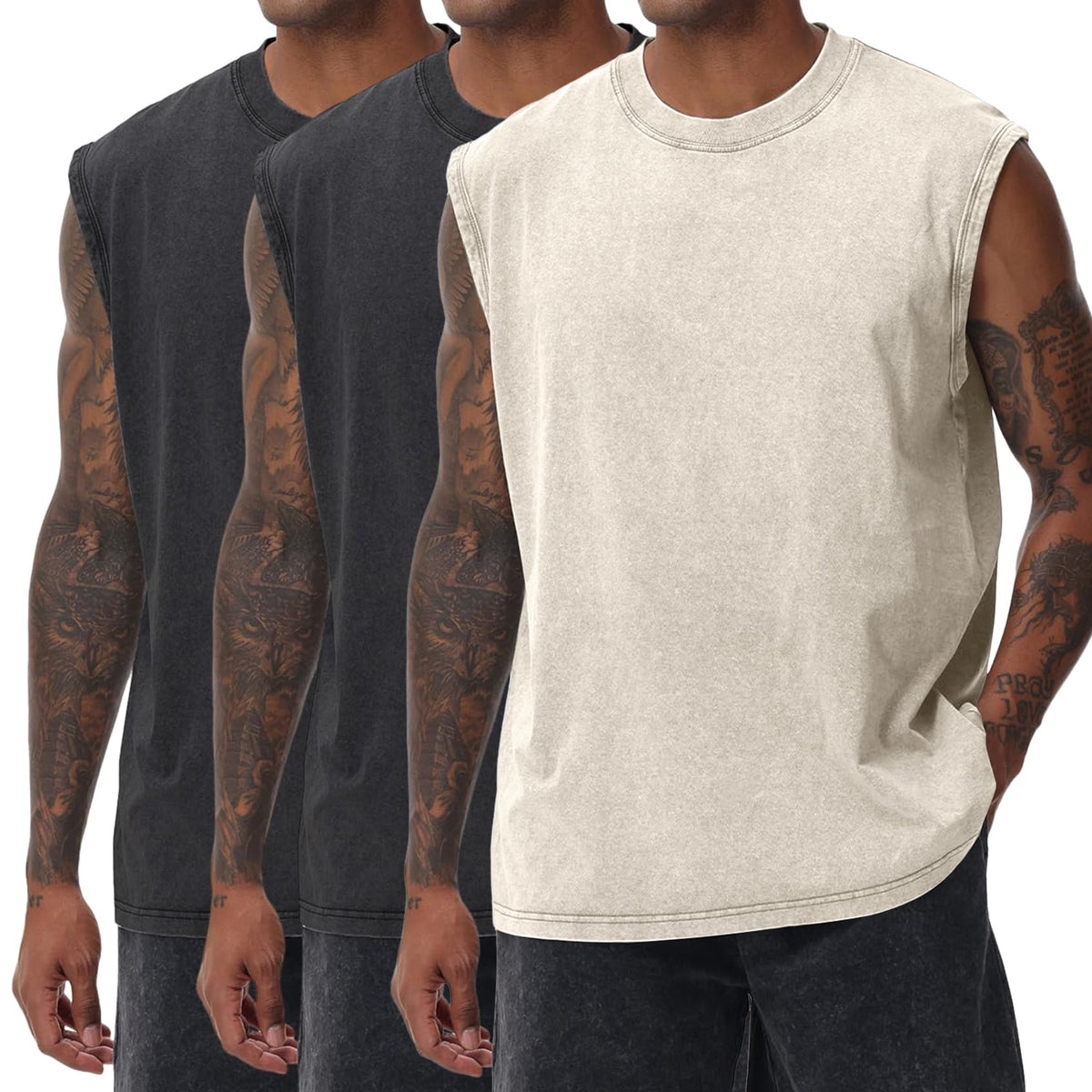 Yimoon Mens Tank Tops Workout Sleeveless Shirts Cotton Acid - Yimoon Official Imagery - 8