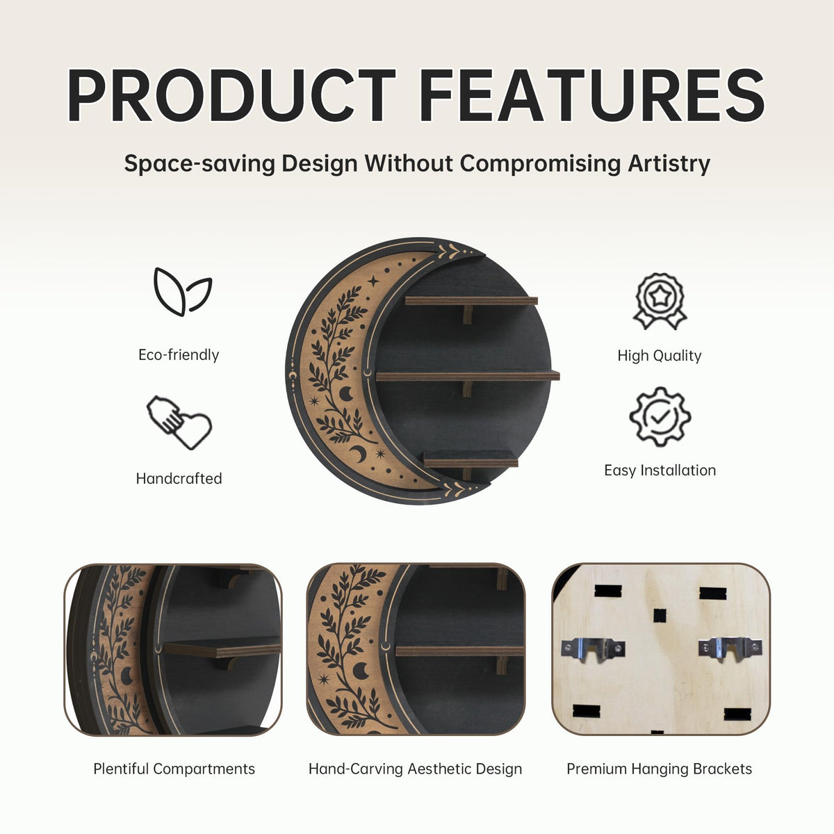Wall Shelves for Bedroom Moon Shelf with LED Light Whimsical - FNYDOX Official Imagery - 6