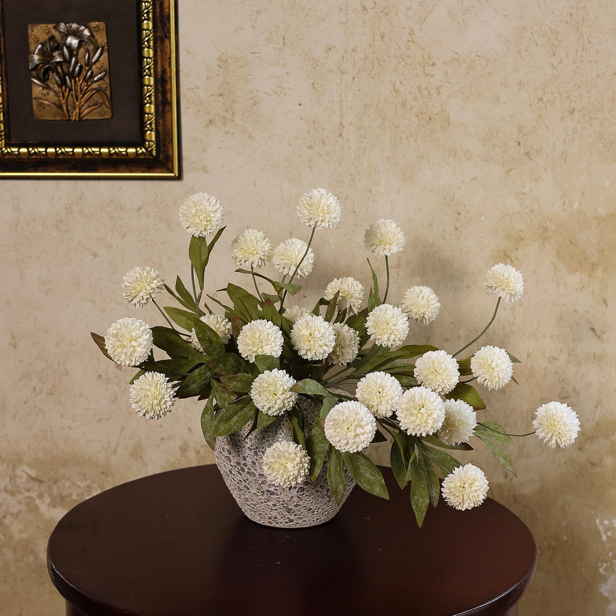 6 Pcs 27 Artificial Pompon Mum Silk Flower Stems for Vase - VIERENA Official Imagery - 5