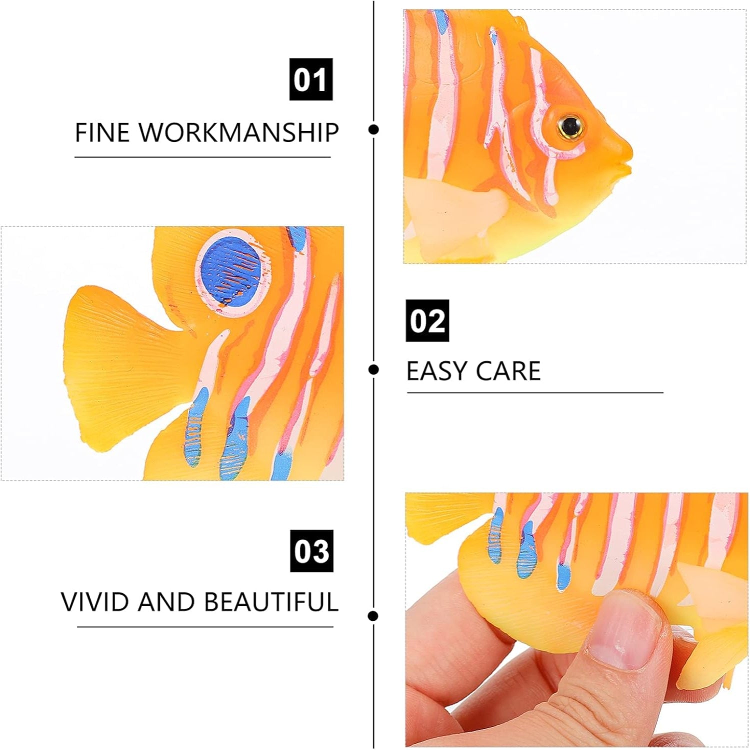 Ipetboom silicone artificial angelfish aquarium decoration floating in clear fish tank water
