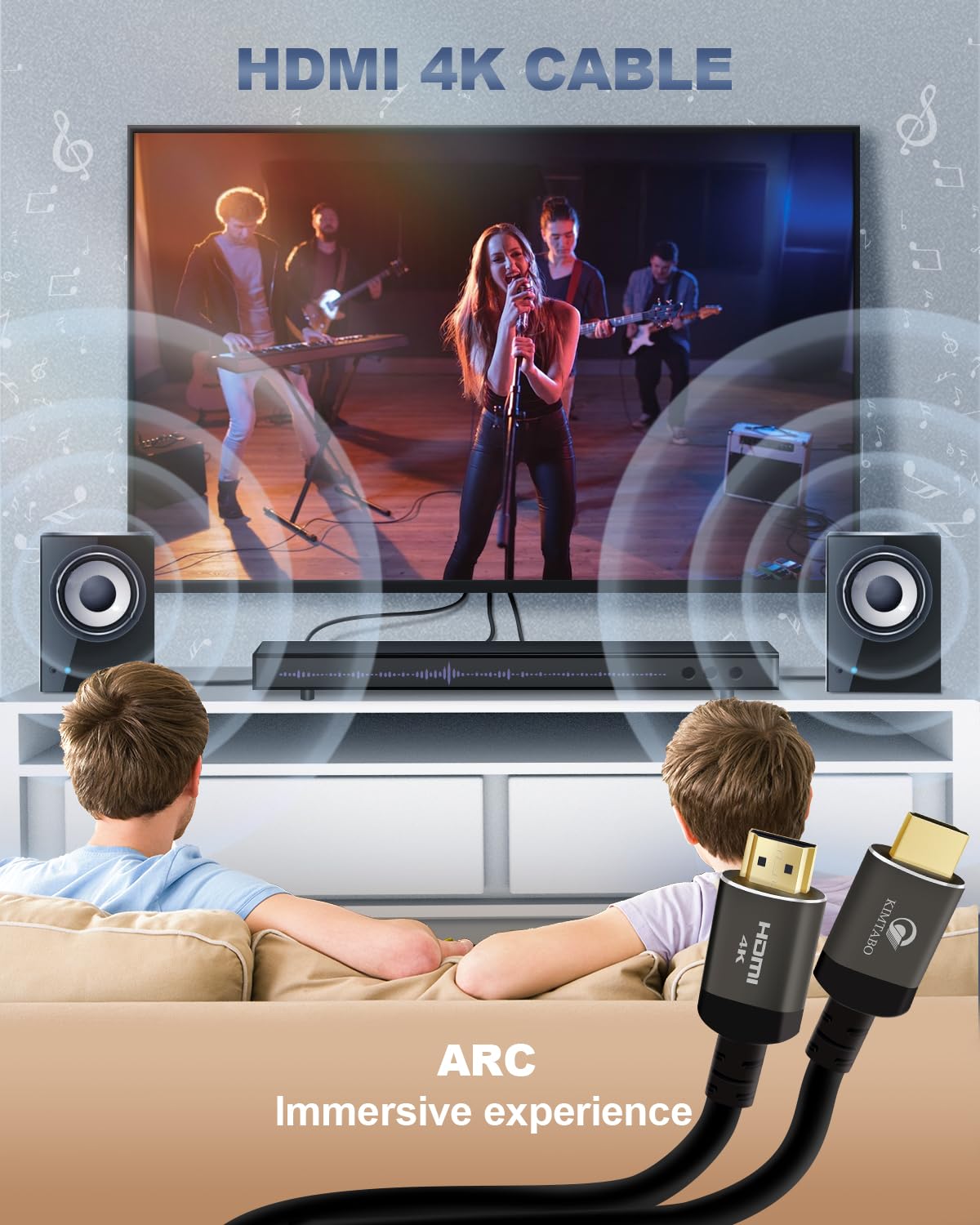 KIMTABO 25 ft HDMI Cable 4K, High Speed Long HDMI Cables Support by KIMTABO - Angle View 6