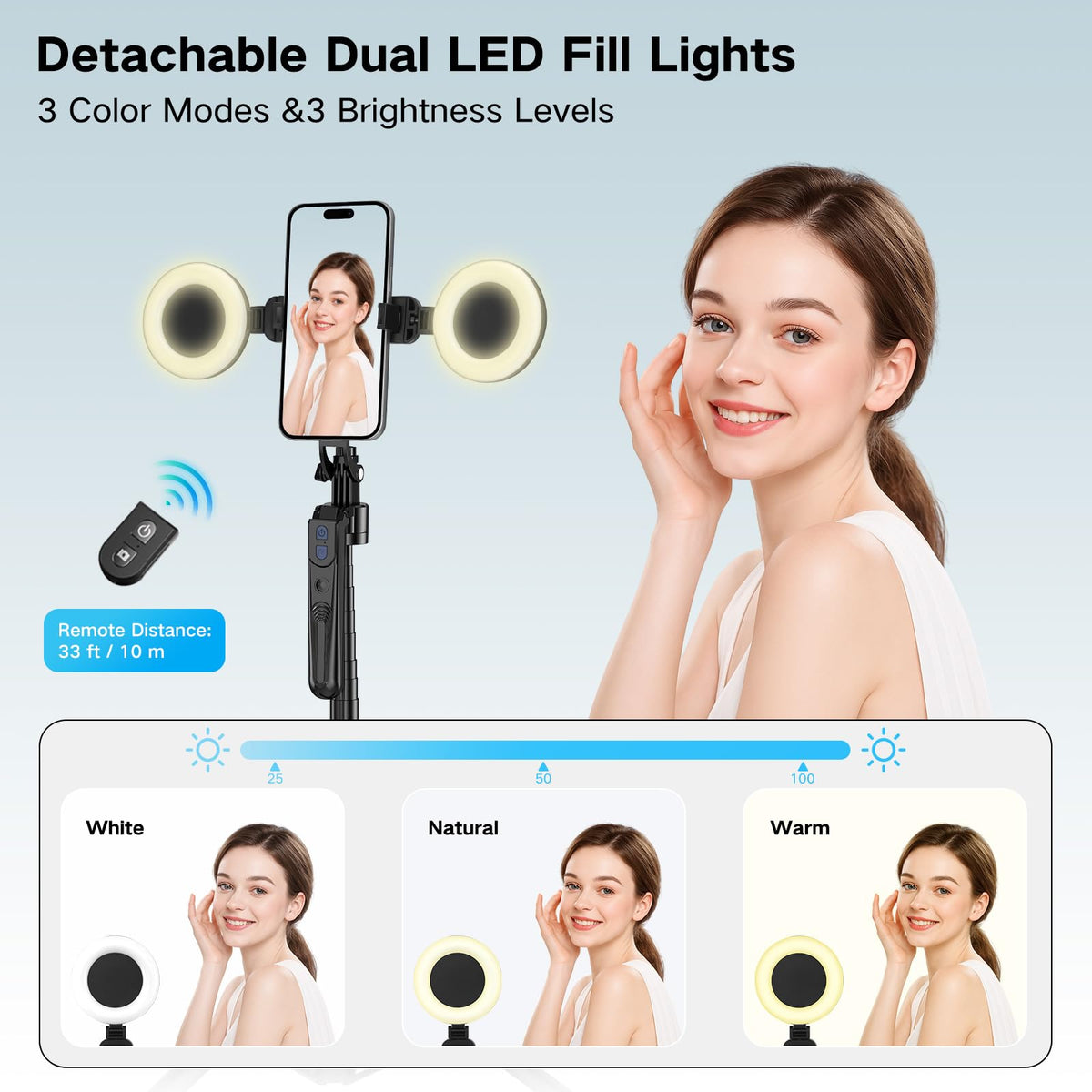 Vlogging Kit for iPhone Android Phone Tripod with Light and - HUGSEE Official Imagery - 3