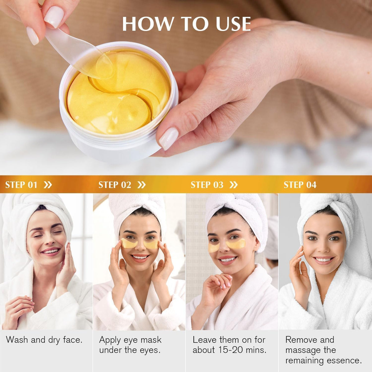 Enaskin Naturals 24K Gold Under Eye Patches for Dark Circles - Enaskin Naturals Official Imagery - 6