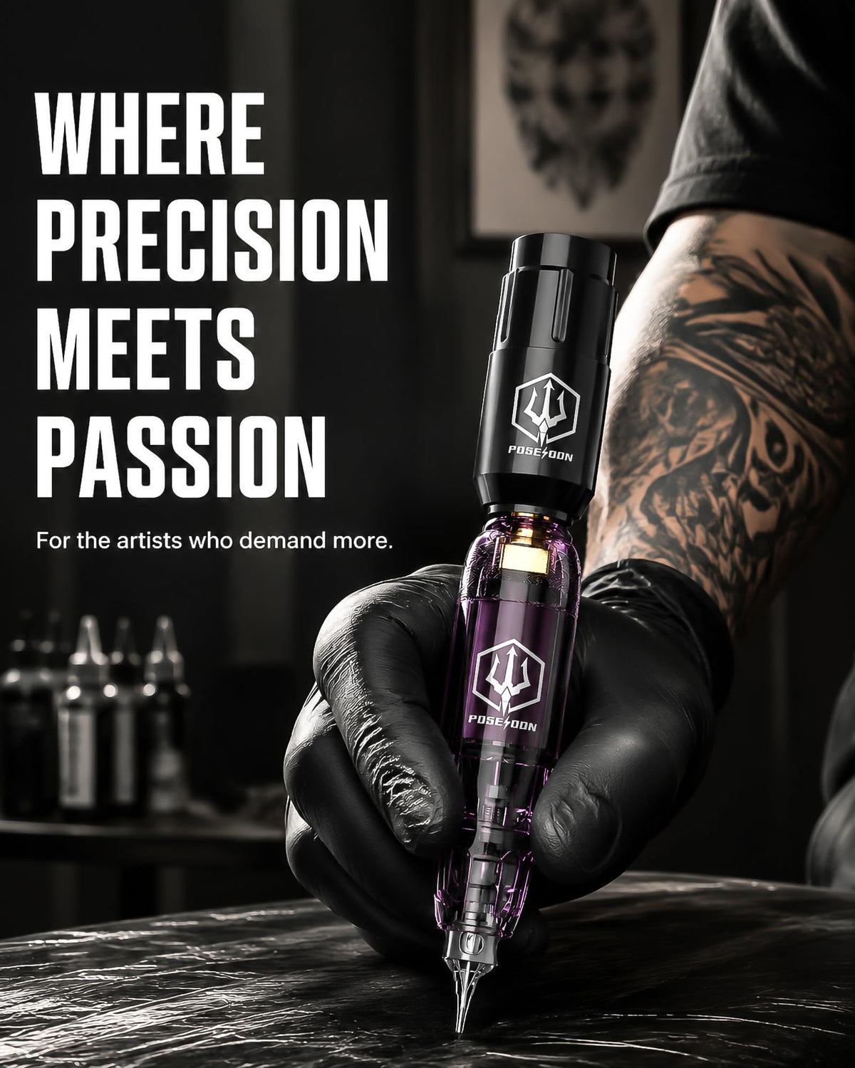 POSEIDON Wireless Tattoo Gun Kit with 2 Batteries for - POSEIDON Official Imagery - 6